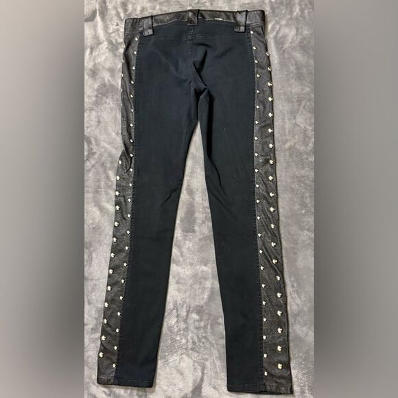Vintage Y2K Serious La Black Studded Moto Pants Sz 5 - Picture 7 of 11